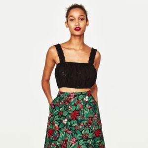 NWT Zara trf collection black crop top blouse